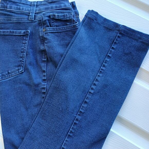 NYDJ Denim - NYDJ Marilyn Straight Jeans 12 Lift Tuck dark wash blue 33W 28.5L hemmed short
